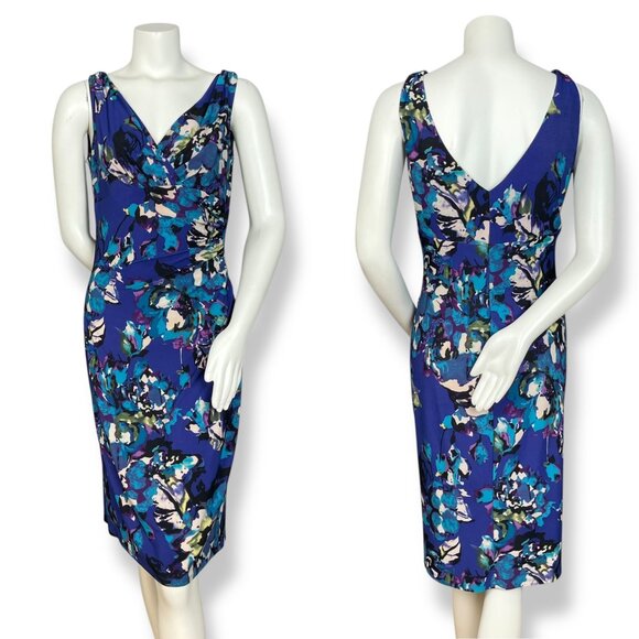 American Living Dresses & Skirts - American Living Dress Ruched Waist Abstract Pattern Stretch Fabric V-Neck Size 8